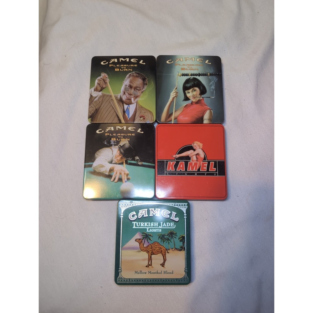 5x Vintage Camel Cigarette Tins Empty Collectible Tins 3"x3.5"